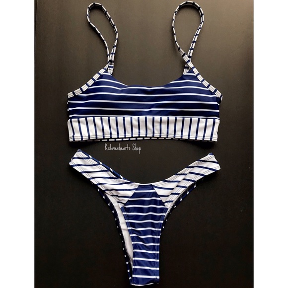 Stripe Cami Style Printed Bikini Set - Picture 2 of 3